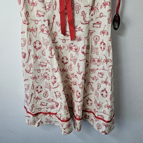 Hell Bunny Alizea Mini Dress Nautical Size Large NWT - Picture 5 of 11